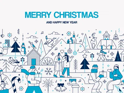 Flat Line Christmas Illustration Set christmas flat line illustration new year people ui vector winter holidays