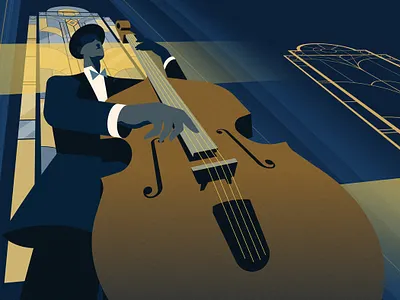 Swing musicians animation art deco band double bass drums hollywood illustration illustrator movies music musician musicians sek sekond swing swing music trumpet