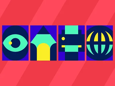 Agency Services agency blue branding creative eye geometric icon logo mark negative space pencil poster printer red studio vector web