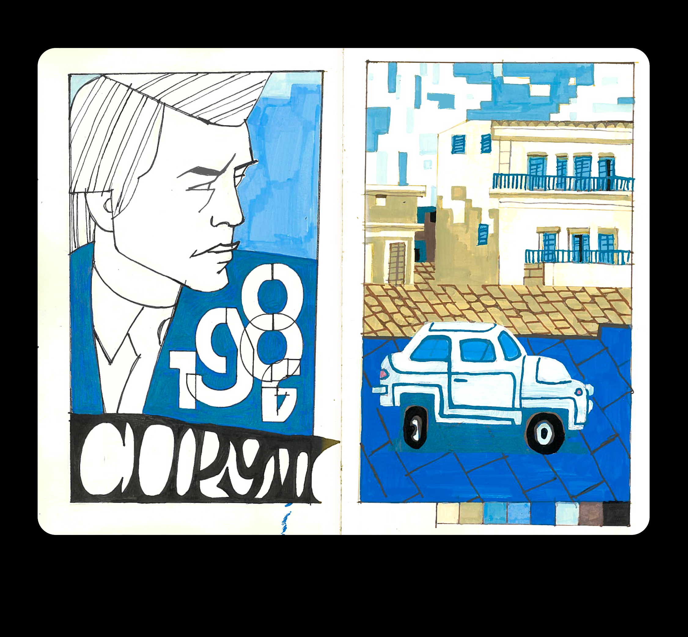 A spread from a sketchbook craft graphic design illustration sketchbook typography