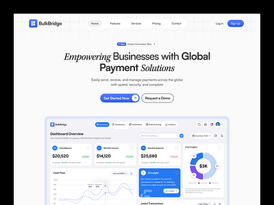 BulkBridge – B2B Payment Management Dashboard UI b2b b2b fintech ui business payment system finance saas website finance website fintech design fintech saas fintech ui fintech website header hero section invoice payment money management payment payment dashboard u payroll automation seative ui ui design