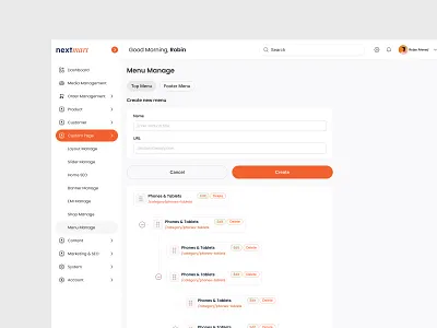 Saas Admin Panel (Menu Manage) admin ai ecommerce saas saasai saasproduct saasweb ui ux