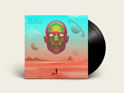 Echo Finch / Adam & The Flood / D-Styles - Chasing Gods airbrush album artwork blender 3d cosmic cover art gods graphic art graphic design head hip hop landscape painting rap record sci fi space