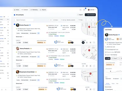 Real Estate CRM – Contact Leads Dashboard 🔥 branding dailyui design ecommerce form design graphic design illustration logo ui uidesign
