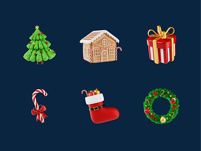 Christmas 3d icons pack 3d 3d art 3d blender 3d design 3d icon 3d illustration 3d modeling blender branding christmas christmas 3d christmas icons christmas tree design gift graphic design illustration motion graphics render ui