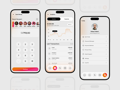 Modern Money Management App app bank bank management banking app crm expenses finance finance app fintech fintech app investment mobile mobile app mobile banking mobile design saas transfer ui ux wallet