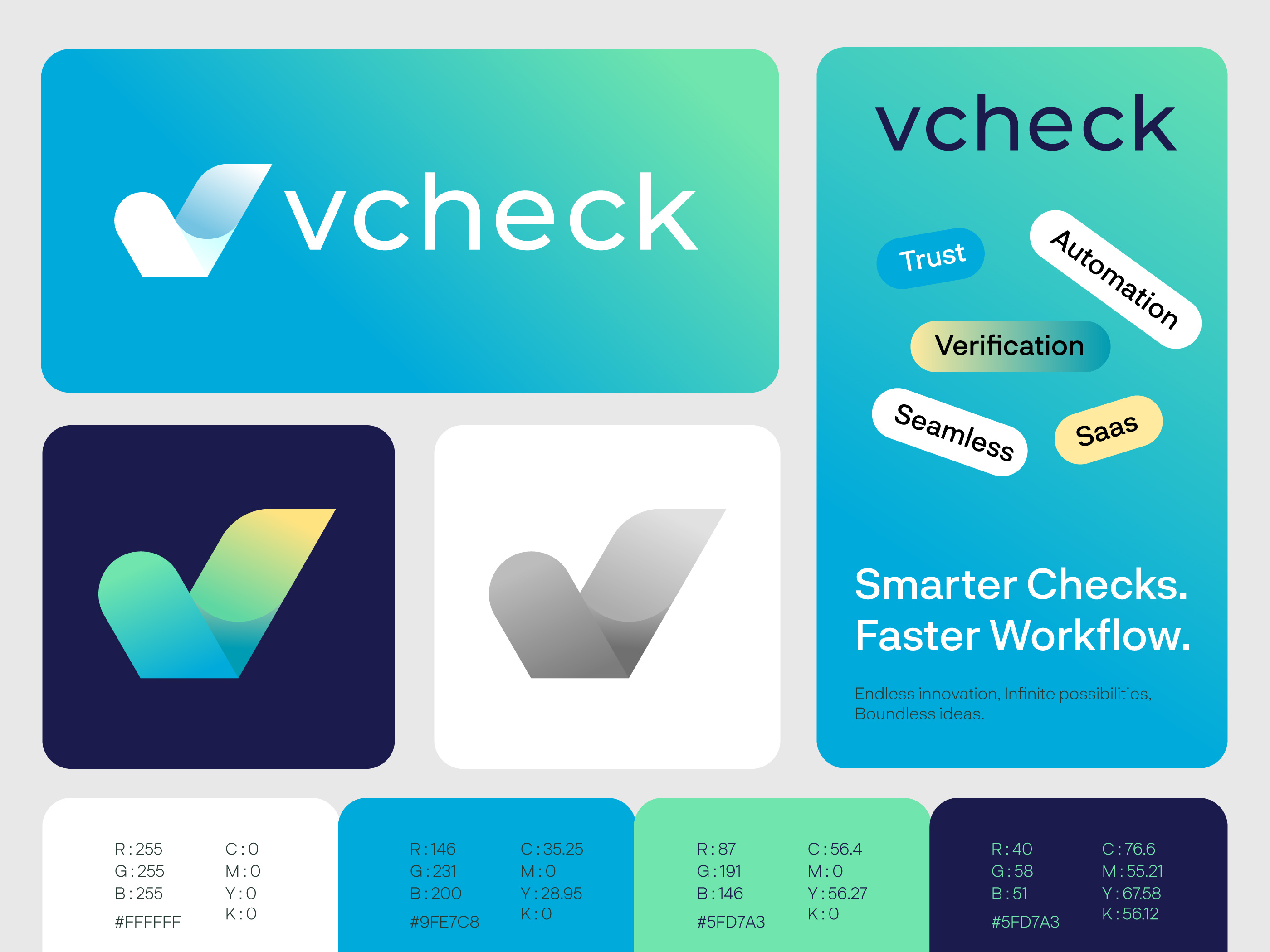 vcheck — Smart Verification & Workflow Automation Logo abstract logo abstract v logo app icon auto verify brand identity branding check mark digital trust logo minimal logo modern gradient print productivity logo saas logo startup branding symbol mark tech logo v letter logo v logo mark verification