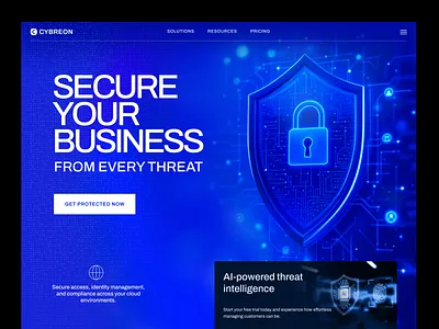 Cybreon - cybersecurity website design ai cloud cloud security cyber security cybersecurity data analytics data security devops company header hero section interface minimal network security privacy server ui ui ux web3 webdesign website