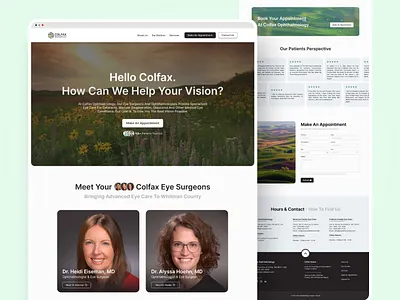 Ophthalmology Clinic | Landing Page Design | Colfax care clinic design doctor doctor appointment eye eye care health healthcare interface landing page medicine mediical ophthalmologist ophthalmology ui uiux ux website