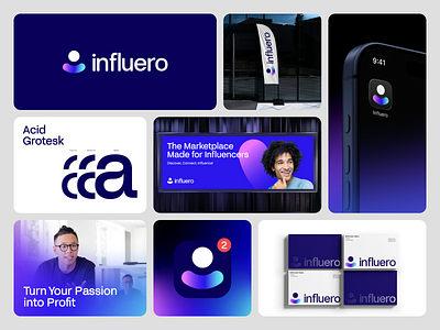 Influero — Influencer Marketplace Branding app identity brand system branding branding agency creator economy creator platform gradient branding influencer app influencer marketplace logo design logotype marketplace logo modern brand identity social media design startup branding tech branding tech identity visual identity