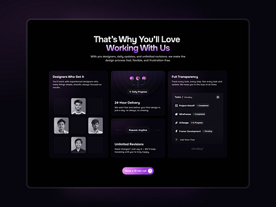 Visualjoy - Why Us Section branding identity creative agency dashboard design design membership design subscription figma design minimal design mobile app design modern ui product design uiux design visualjoy web app design