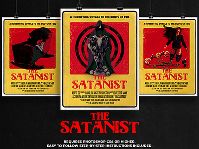 The Satanist 70's Exploitation Horror Poster Template 70s dark exploitation film grindhouse horror metal movie poster retro ritual satan satanist