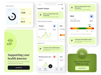 Health Tracking mobile app activity tracker bmi tracker app daily tracking dashboard digital health fitness app health app health tracker healthcare app healthcare app design heart rate medical app mobile app mobile app design product design ui design weight app wellness app