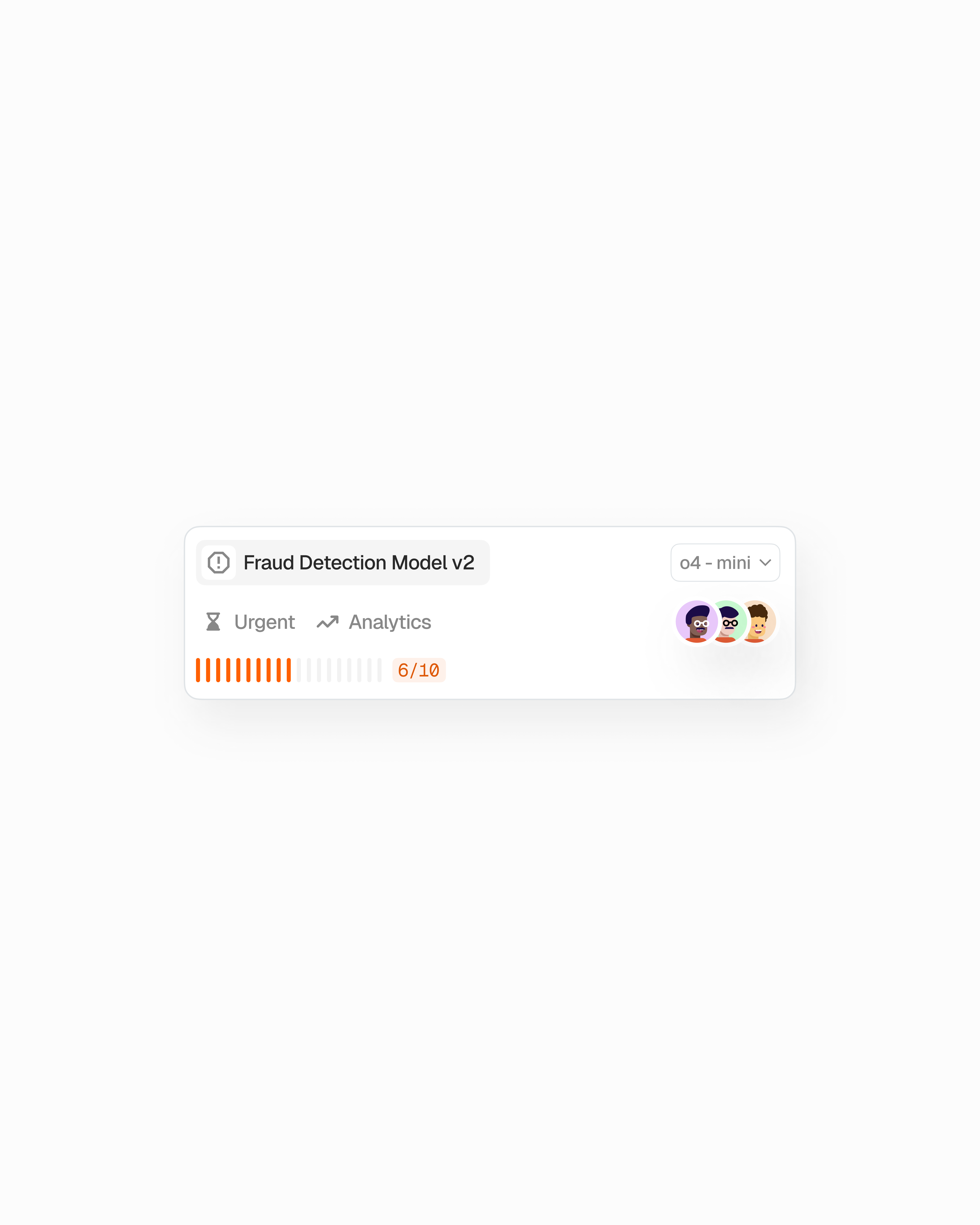 Fraud Model Monitoring Card ai clean fraud graphic design minimal modal startup tech ui design ux design widget