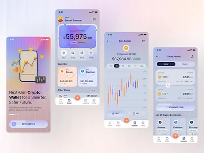 Crypto Wallet & Trading App ai crypto assistant blockchain app convert crypto convert currency convert ui crypto investing app crypto roboadvisor crypto trading app crypto ui kit crypto wallet app figma ui kit finance app finance ui kit minimal transaction ui web3 mobile app
