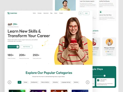 Online Course Platform UI/UX Landing Page choton choton99design chotonkormokar course online courseware e learning education figma interface design landing page learning platform online course landing page online course platform online course website online platform ui ux website