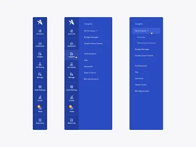 Adalysis - Sidebar Navigation adalysis design system ggstudio information architecture marketing tools navigation ppc platform product design saas sidebar navigation ui ux web app