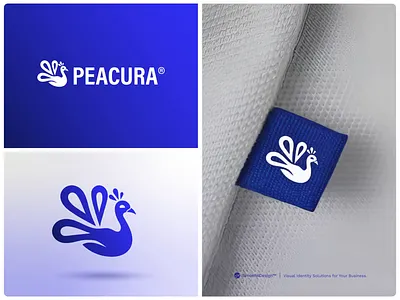 Peacura Brand Concept (Peacock Animal Logo) animal logo animated animation bird blue chicken clothing embroidery fabric fashion label luxury mockup moving mockup peacock plume tag video