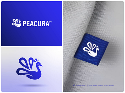 Peacura Brand Concept (Peacock Animal Logo) animal logo animated animation bird blue chicken clothing embroidery fabric fashion label luxury mockup moving mockup peacock plume tag video