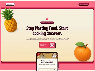 Culinary Compass | Daily UI #003: Waste-Free Landing Page animation dailyui foodapp foodtech landing page productdesign ui ux