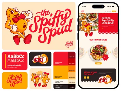 The Spiffy Spud™ badge brand branding design food lettering food truck branding food truck lettering food truck logo goodtype graphic design heyo! illustration lettering logo potato potatoes spiffy spud spuds ui