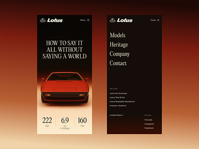 Lotus Esprit Website car chatgpt clean design driving graphic design homepage minimalism simple sport car typography ui uiux vintage web design