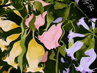 liquid flowers botanic botanical art by maja pučko design graphic design illustration