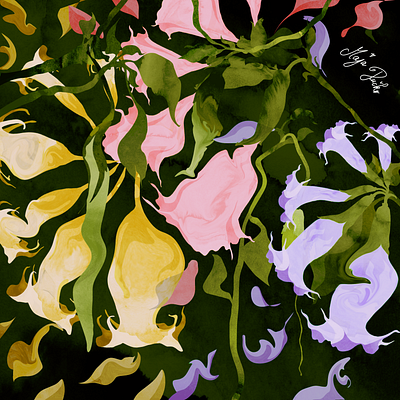 liquid flowers botanic botanical art by maja pučko design graphic design illustration