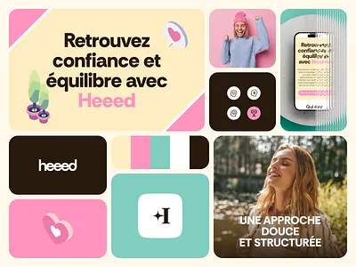 Heeed - Brand Identity & Web Design app brandidentity branding colorful design friendly health icons illustration logo logodesign mint mobile modern pink soft ui visualidentity webdesign wellness