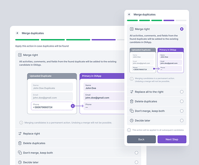 Mapping and merging duplicates ↔️ duplicates import interface mapping merge merging ui uiux ux