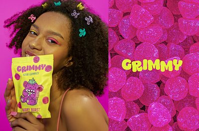 Grimmy - sour sweets brand identity bold bold branding brand brand identity branding candies candy brand graphic design illustrations kids brand logo logo design logo designer logotype mascot modern packaging design trend trendy design visual identity