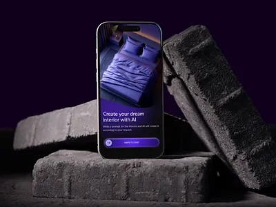 Interior AI Landing Page ai animation app design clean create dark theme design feed homepage interface interior mobile design modern motion prompt splash screen ui uiux ux web design