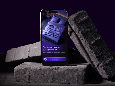 Interior AI Landing Page ai animation app design clean create dark theme design feed homepage interface interior mobile design modern motion prompt splash screen ui uiux ux web design