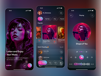 Music Streaming Mobile App – UI/UX Design ai music app audio player entertainment app live streaming mobile mobile app music music app music app ui kit music application music player music streaming music streaming app music ui neumorphism playlist app streaming streaming app streaming service video streaming
