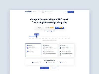 Adalysis - Pricing Page adalysis digital product design ggstudio ppc tool pricing page saas pricing page saas website ui website website design