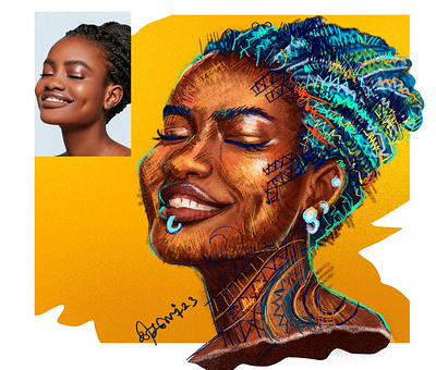 Portrait sketch 2020trending illustration black girl character design cute girl design digital art portrait sketch