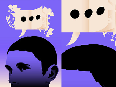 Blooming thoughts abstract blooming blooming thoughts composition cover design dual meaning editorial editorial illustration idea illustration laconic man man illustration minimal portrait portrait illustration thoughts