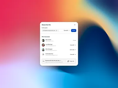 Share modal dialog invite management modal popup share ui user