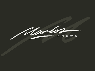 Marlos Knows: signature style logotype authentic branding brush calligraphy custom flow handlettering handwritten identity lettering logo marker marlos script signature standout texture type unique