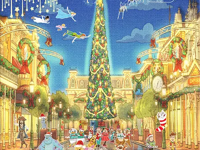 WDW 2025 Christmas card! adobe branding christmas design disney figma graphic design illustration logo ui ux vector waltdisneyworld