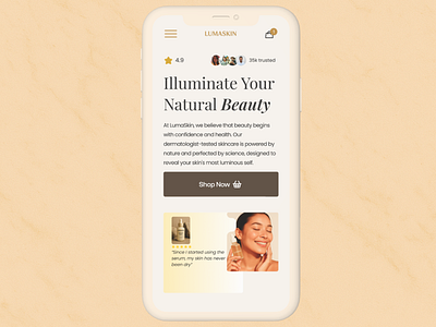 LumaSkin – Clean & Minimal Skincare Hero Section conversiondesign design dribbble ecommerceui figma landingpage minimaldesign mobileui productdesign productpage shopifydesign skincare skincaredesign uiux uxdesign webdesign