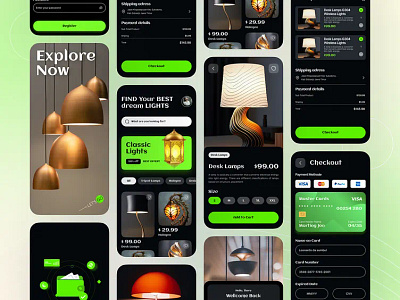 UI Design for Modern Lamp Mobile App branding design figma graphic design illustration logo ui ux vector web design