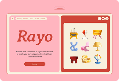 Rayo – furniture & home objects ecommerce website 3d animation branding graphic design logo motion graphics ui web design