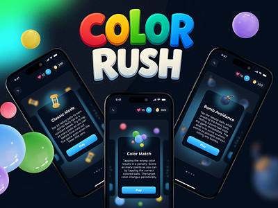 Color Rush casual game colorful ui gambling app game design game ui match game mobile game puzzle game