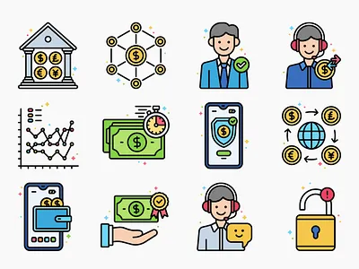 Online Money Transfer Vector Icons branding design graphic design icon icons illustration ui ux vector