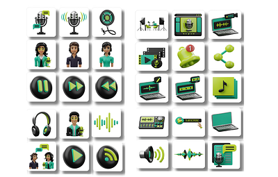 3D Podcast Icon Set branding design graphic design illustration ux