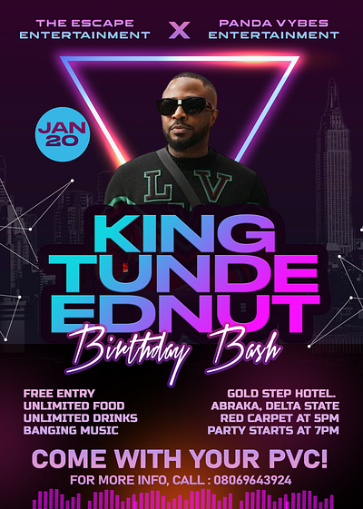 Tunde Ednut Birthday Party branding brightcolors design graphic design logo party popular social media