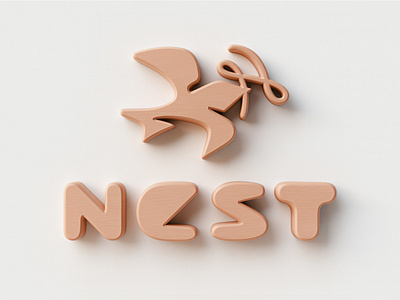 NEST - Environmental Logo Design baby bird branding carving children custom font environmental design graphic design illustration infant lettering logo logo design logo designer logotype nest print signage typography wood
