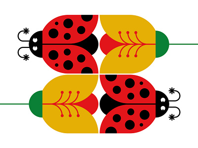 Ladybugs flowers geometry illustration ladybug minimal