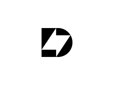 Geometric Letter D Logo – Unused Concept (For Sale) branding brandmark d d letter logo d thunder logo d volt logo energy logo geometric d logo graphic design icon lettermark logo lighting logo lightning logo logo design logo for sale monochrome logo negative space logo thunder logo